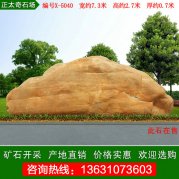  7.3米宽天然黄蜡石 企业刻字招牌石编号X-5040